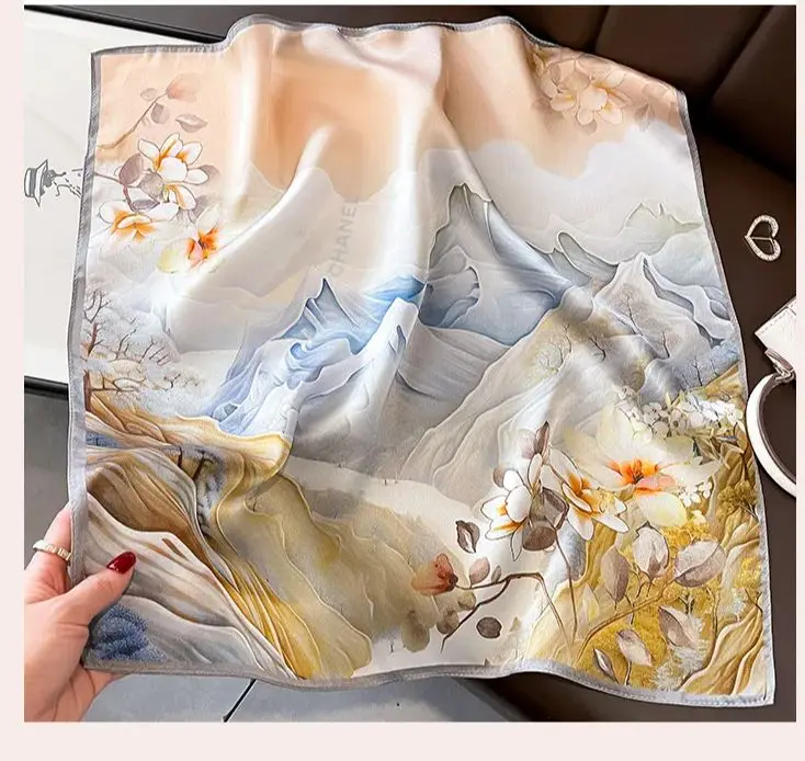 100% Real Silk Square Scarf Women Luxury Brand Classic Oil Painting Neckerchief Shawl Bandana Foulard Femme Neck Scarves
100% Real Silk Square Scarf Women Luxury Brand Classic Oil Painting Neckerchief Shawl Bandana Foulard Femme Neck Scarves