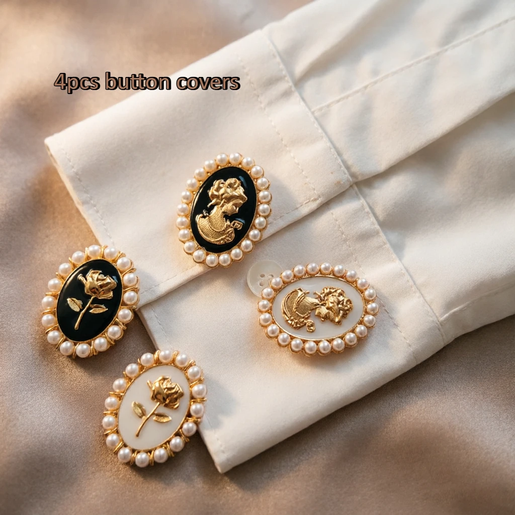 4PCS Elegant Metal Classic Pearl Button Covers for DIY Clothing Decorative Button Alloy Shirt Sleeve Button Decoration
4PCS Elegant Metal Classic Pearl Button Covers for DIY Clothing Decorative Button Alloy Shirt Sleeve Button Decoration