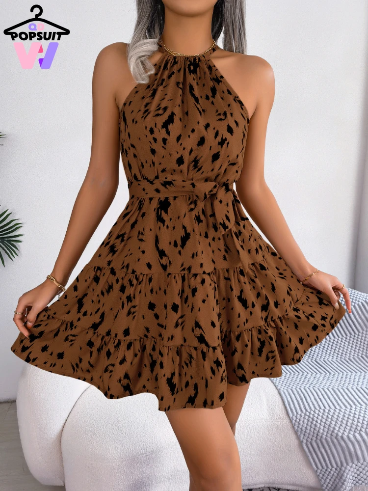 New Summer Women's Dress Sexy Fashion Leopard Print Large Swing Skirt Sleeveless Off Shoulder Lace-up Beach Style Women Clothing
New Summer Women's Dress Sexy Fashion Leopard Print Large Swing Skirt Sleeveless Off Shoulder Lace-up Beach Style Women Clothing