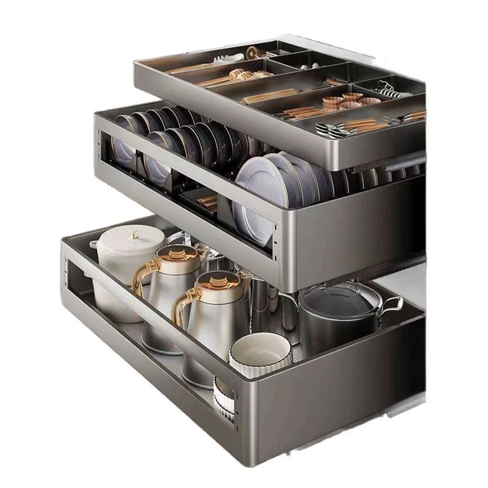 -oo Kitchen Cabinet Drawer Basket Three Layers Household Space Aluminum Stainless Steel Dish and Bowl Storage Drawer
-oo Kitchen Cabinet Drawer Basket Three Layers Household Space Aluminum Stainless Steel Dish and Bowl Storage Drawer