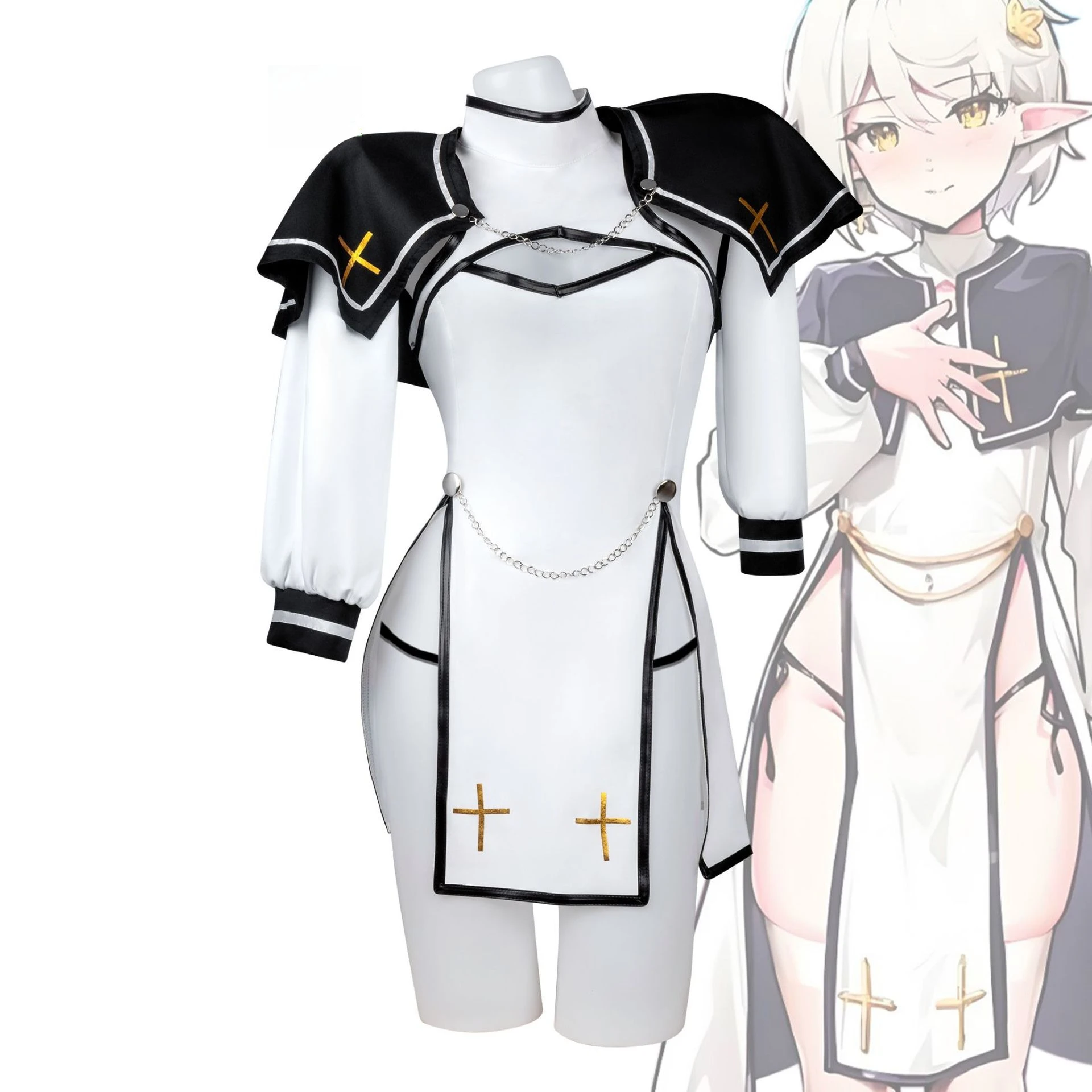 Purification Priest Cos Costume Tight High Split Bodysuit Gothic Nun Outfit Anime Character Role Play Apparel for Cosplay Dress
Purification Priest Cos Costume Tight High Split Bodysuit Gothic Nun Outfit Anime Character Role Play Apparel for Cosplay Dress
