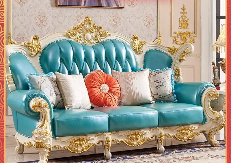 European sofa combination living room first layer cowhide light luxury leather solid wood
European sofa combination living room first layer cowhide light luxury leather solid wood