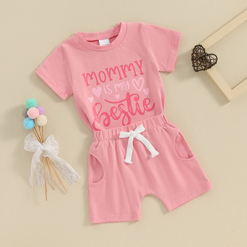 Toddler Girl Summer Clothes Mamas Bestie Letter Print Short Sleeve Round Neck T-Shirt Shorts 2 Pcs Outfit
Toddler Girl Summer Clothes Mamas Bestie Letter Print Short Sleeve Round Neck T-Shirt Shorts 2 Pcs Outfit