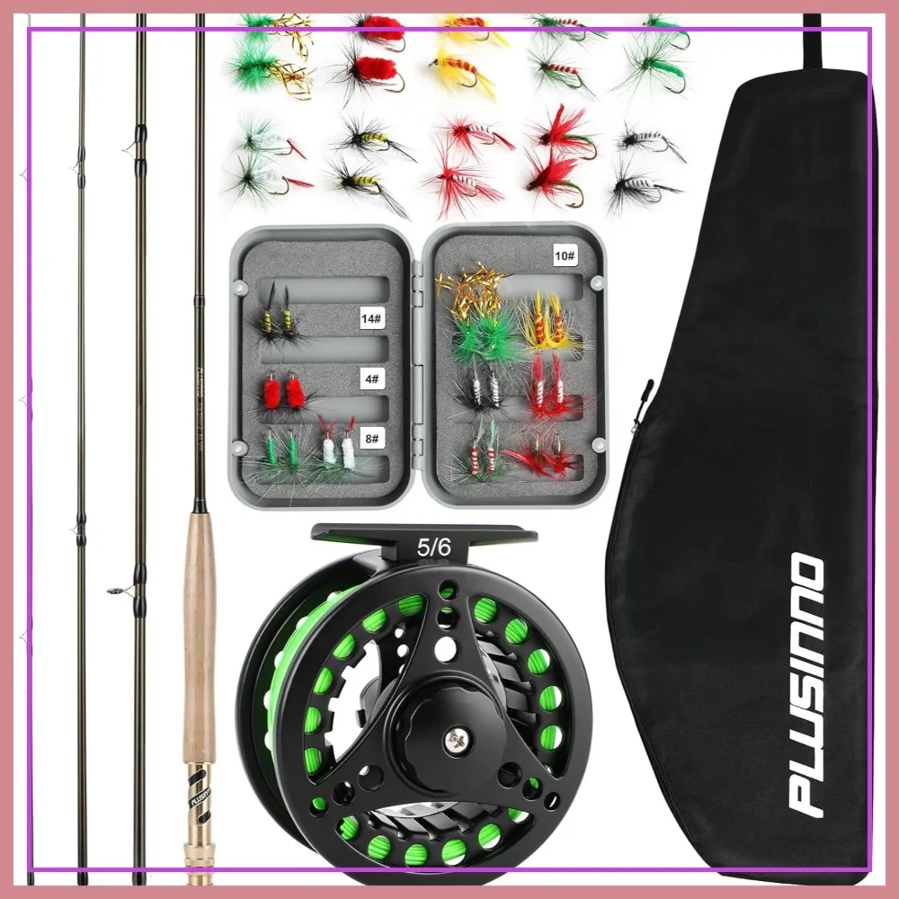 Fly Fishing Rod and Reel Combo, 4 Piece Lightweight Graphite Fly Rod 5/6 Starter Kit with Case
Fly Fishing Rod and Reel Combo, 4 Piece Lightweight Graphite Fly Rod 5/6 Starter Kit with Case