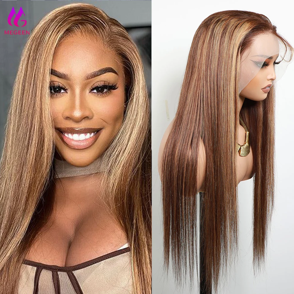 Megeen 13X4 Lace Frontal Wig 100% Human Hair Highlight P4/27 Colored Straight Human Hair Pre Plucked Honey Blonde Lace Front Wig
Megeen 13X4 Lace Frontal Wig 100% Human Hair Highlight P4/27 Colored Straight Human Hair Pre Plucked Honey Blonde Lace Front Wig
