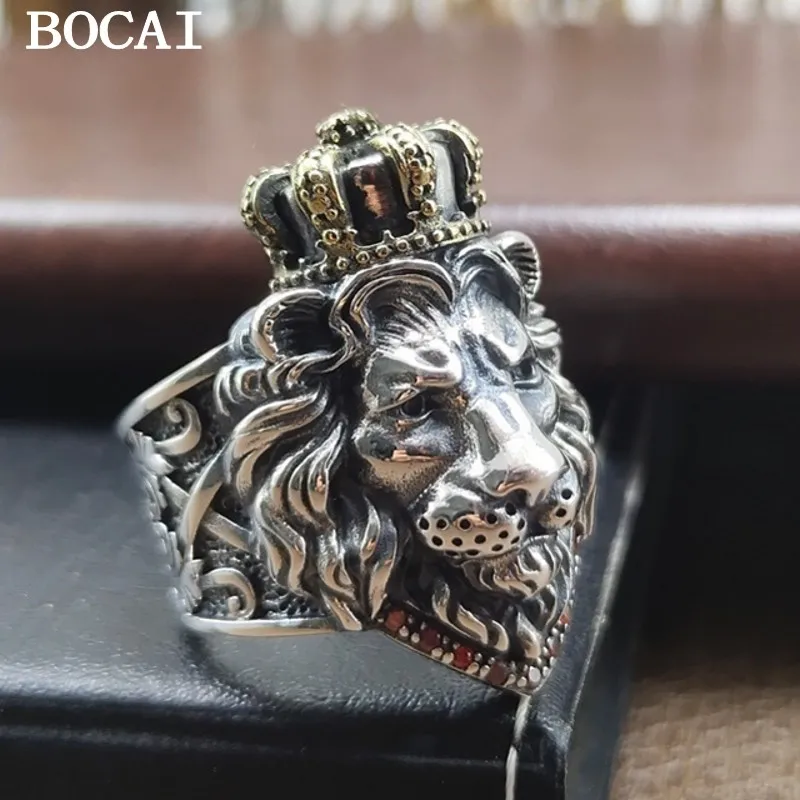 BOCAI Новая мода из настоящего серебра s925, ювелирные изделия, властное кольцо с львом, мужское кольцо с крестом, индивидуальное мужское кольцо
BOCAI Новая мода из настоящего серебра s925, ювелирные изделия, властное кольцо с львом, мужское кольцо с крестом, индивидуальное мужское кольцо