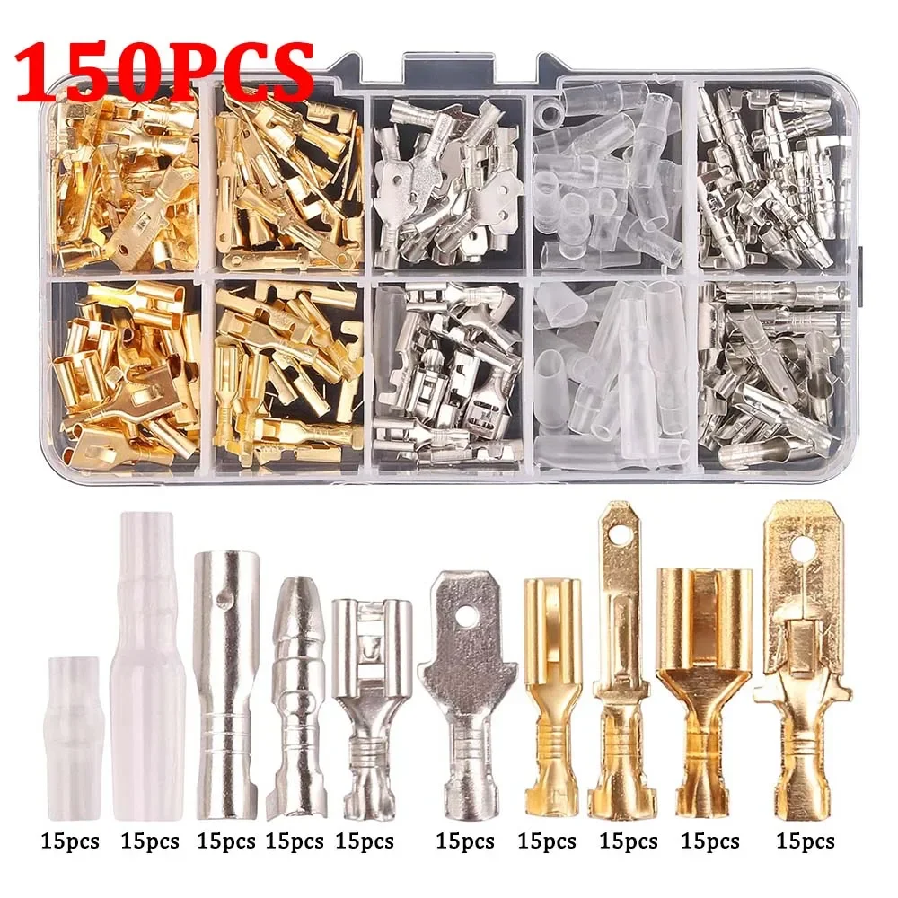 150PCS 2.8/4.8/6.3mm Wire Spade Connector 3.9mm Bullet Connectors Kit Male and Female Wire Connectors for DIY Motorcycle Boat
150PCS 2.8/4.8/6.3mm Wire Spade Connector 3.9mm Bullet Connectors Kit Male and Female Wire Connectors for DIY Motorcycle Boat