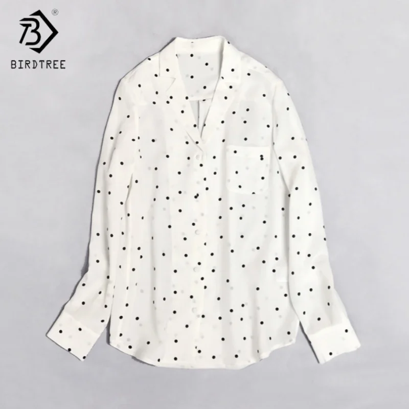 Birdtree,18MM 100% Real Silk Blouse,Women's Sand Wash Double Crepe Lapel Tops,Full Sleeve,Dot Print,2025 New Shirt T5D406JF
Birdtree,18MM 100% Real Silk Blouse,Women's Sand Wash Double Crepe Lapel Tops,Full Sleeve,Dot Print,2025 New Shirt T5D406JF