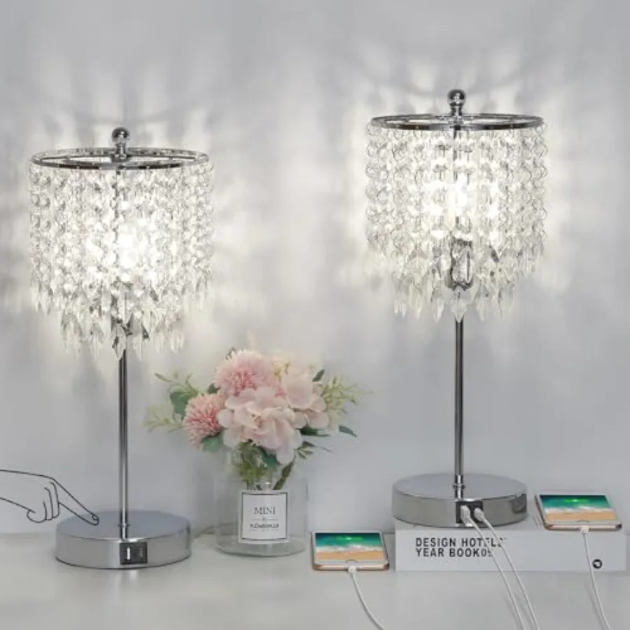 Crystal Table Lamp Set of 2 Touch Control, Crystal Lamps with USB Ports Elegant Shade Bedside Lamp, Dimmable Touch Table Lamp f
Crystal Table Lamp Set of 2 Touch Control, Crystal Lamps with USB Ports Elegant Shade Bedside Lamp, Dimmable Touch Table Lamp f