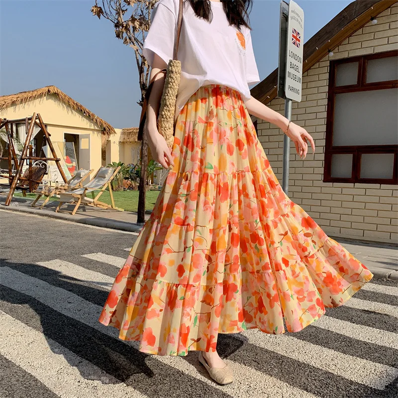 Новая весенняя богемная оранжевая шифоновая юбка миди с цветочным принтом, женская, с эластичной высокой талией, многоярусная, в стиле коттеджкор, модная юбка А-силуэта
Новая весенняя богемная оранжевая шифоновая юбка миди с цветочным принтом, женская, с эластичной высокой талией, многоярусная, в стиле коттеджкор, модная юбка А-силуэта