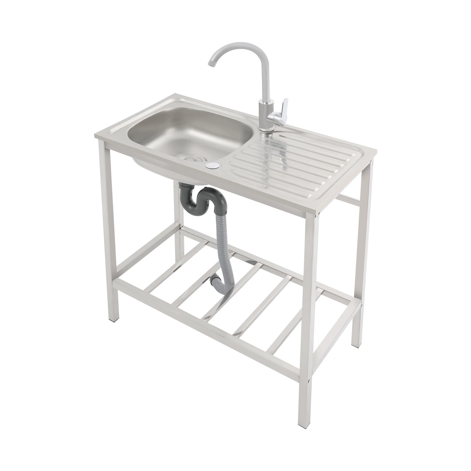 Stainless Steel Sink, Mobile Hand Sink W/ Tap Workstation Sinks for Restaurant Laundry Kitchen Camping 29.5*15.7*29.5"
Stainless Steel Sink, Mobile Hand Sink W/ Tap Workstation Sinks for Restaurant Laundry Kitchen Camping 29.5*15.7*29.5"