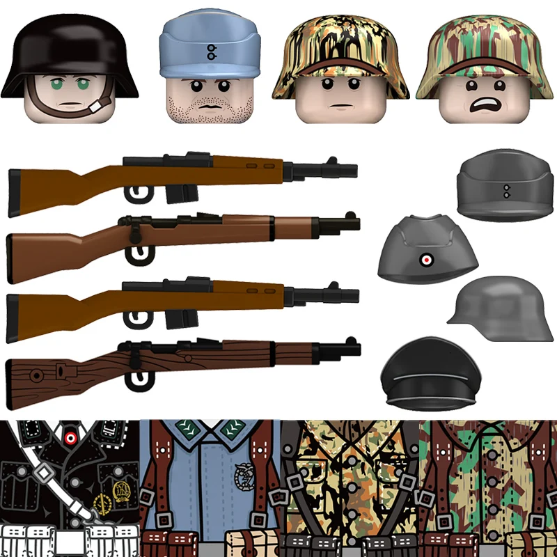 Military WW2 German Soldiers Figures Building Blocks Camouflage Army Infantry Officer Hat Helmet Weapons Bricks Toys For Kids
Military WW2 German Soldiers Figures Building Blocks Camouflage Army Infantry Officer Hat Helmet Weapons Bricks Toys For Kids