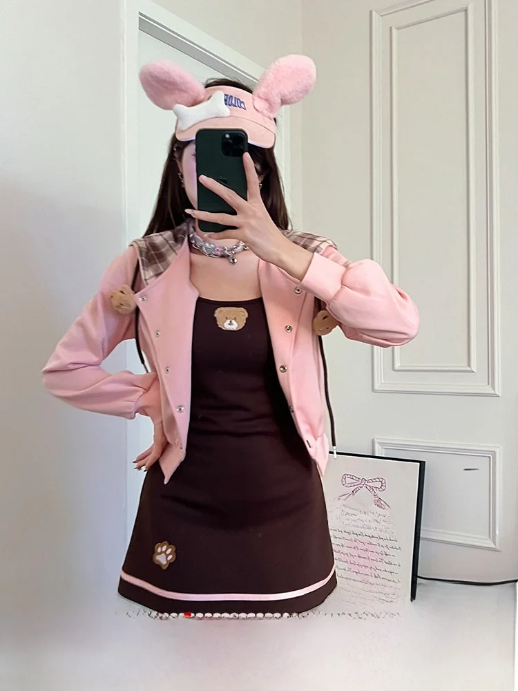 Sweet Cocoa Bear Short Hoodie Women's Plaid Splicing Spring Jacket Fleece Polyester Blend Comfortable Breathable Commute Style
Sweet Cocoa Bear Short Hoodie Women's Plaid Splicing Spring Jacket Fleece Polyester Blend Comfortable Breathable Commute Style