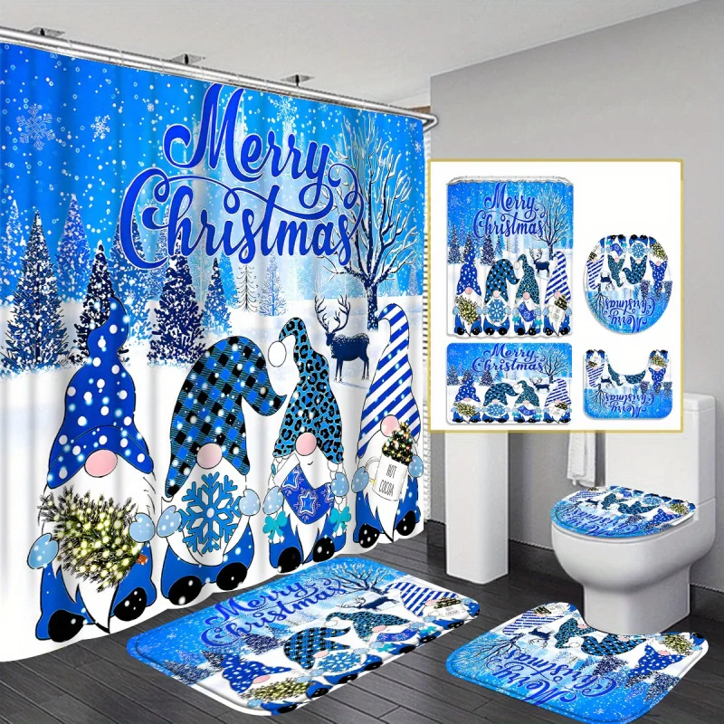 4 шт., Рождественский карлик льда, занавеска для душа, подарок, современное украшение для дома, ванной комнаты, занавеска и коврик для туалета, 3 пи 
4 шт., Рождественский карлик льда, занавеска для душа, подарок, современное украшение для дома, ванной комнаты, занавеска и коврик для туалета, 3 пи