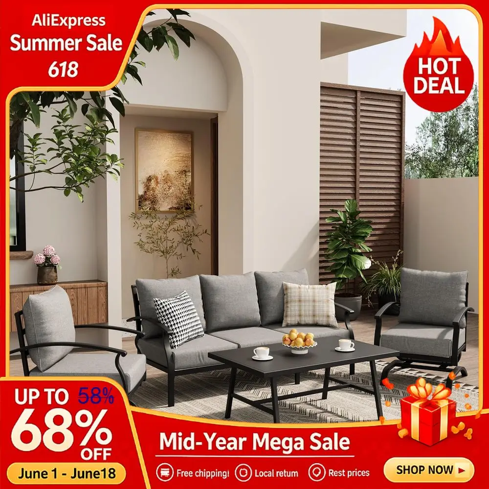 4Piece Patio Furniture Set,Outdoor Metal Patio Furniture Coffee Table amp Rocking Chairs Conversation Set for Porch,Backy,Custom
4Piece Patio Furniture Set,Outdoor Metal Patio Furniture Coffee Table amp Rocking Chairs Conversation Set for Porch,Backy,Custom