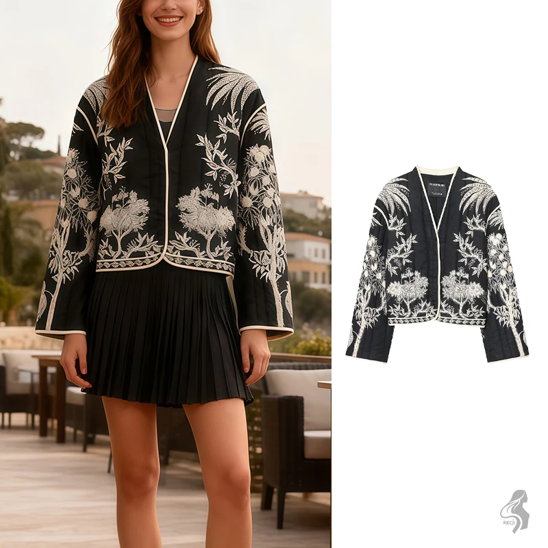 Женская модная куртка со скрытыми пуговицами, стеганая универсальная куртка с вышивкой павлина, подходящая для повседневной и рабочей одежды
Женская модная куртка со скрытыми пуговицами, стеганая универсальная куртка с вышивкой павлина, подходящая для повседневной и рабочей одежды