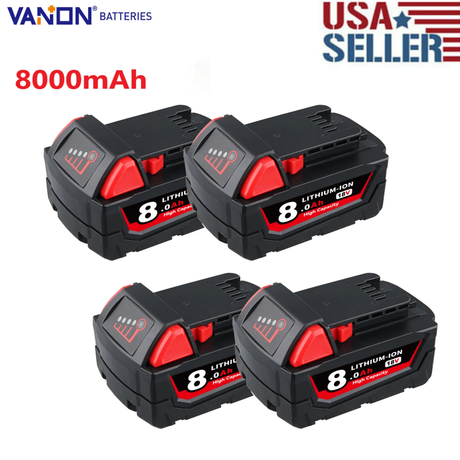 VANON 1/2/4Pcs 8.0Ah Battery Replace for Milwaukee M18 48-11-1812 48-11-1820 18V Li-on Battery Pin Suit for Cordless Power Tools
VANON 1/2/4Pcs 8.0Ah Battery Replace for Milwaukee M18 48-11-1812 48-11-1820 18V Li-on Battery Pin Suit for Cordless Power Tools