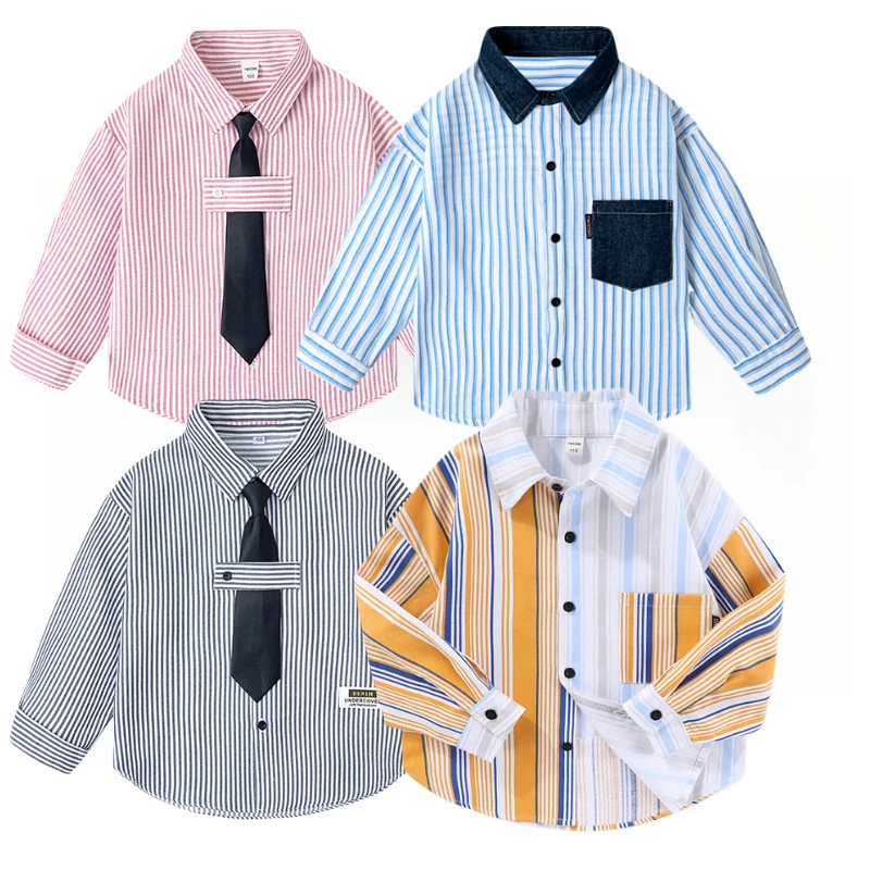 Teen Boys Striped Button Down Shirt Long Sleeve Casual Formal Top with Removable Tie for Kids School Uniform Daily Party Waer
Teen Boys Striped Button Down Shirt Long Sleeve Casual Formal Top with Removable Tie for Kids School Uniform Daily Party Waer