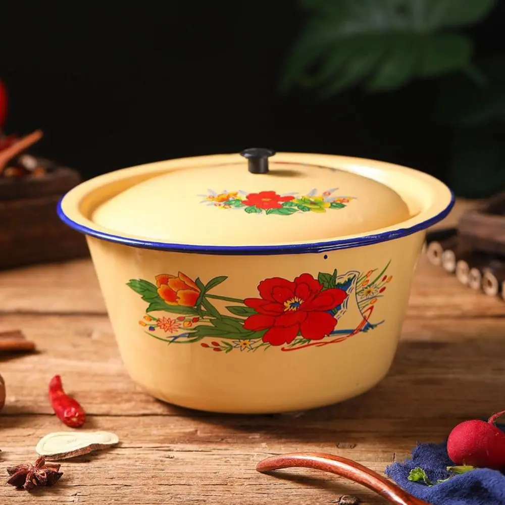 Creative Vintage Enamel Bowls Yellow Random Pattern Strawberry Cake Basin Rustproof with Lid Lard Pot Ftuit
Creative Vintage Enamel Bowls Yellow Random Pattern Strawberry Cake Basin Rustproof with Lid Lard Pot Ftuit