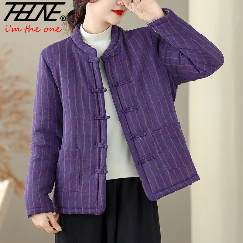 THHONE Autumn Winter Women Jacket Coat Parkas Chinese Style Striped Thicken Cotton Linen Padded Warm Casual Loose Top Outerwear
THHONE Autumn Winter Women Jacket Coat Parkas Chinese Style Striped Thicken Cotton Linen Padded Warm Casual Loose Top Outerwear