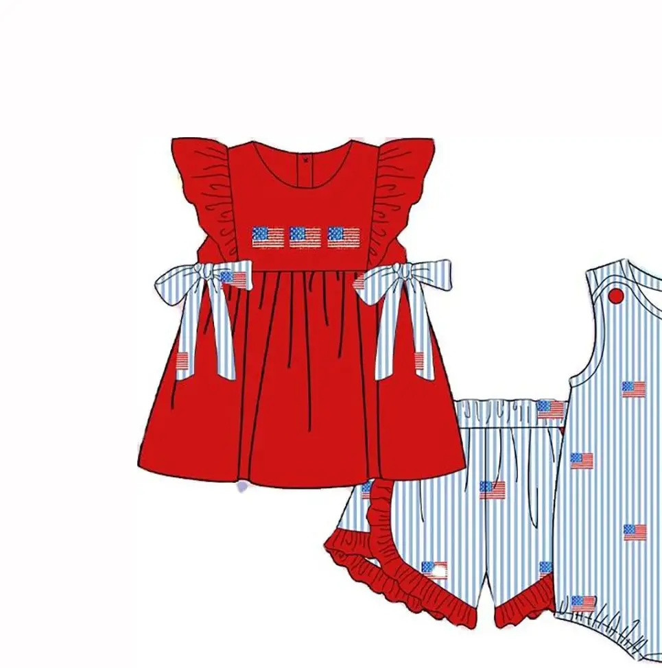 High Quality July 4th Kids Clothing Print Two Piece Set Us Flag Boys Girl Shorts Outfits Baby Romper
High Quality July 4th Kids Clothing Print Two Piece Set Us Flag Boys Girl Shorts Outfits Baby Romper