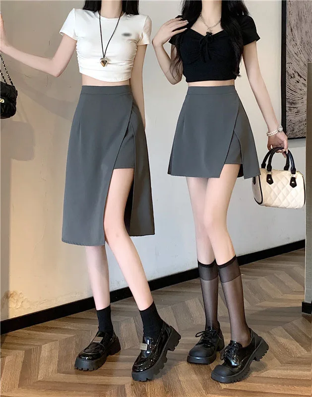 High Waist Asymmetrical Suit Style Skirt for Women A-Line Slit Design Polyester Fiber Korean Style Summer New Arrival
High Waist Asymmetrical Suit Style Skirt for Women A-Line Slit Design Polyester Fiber Korean Style Summer New Arrival