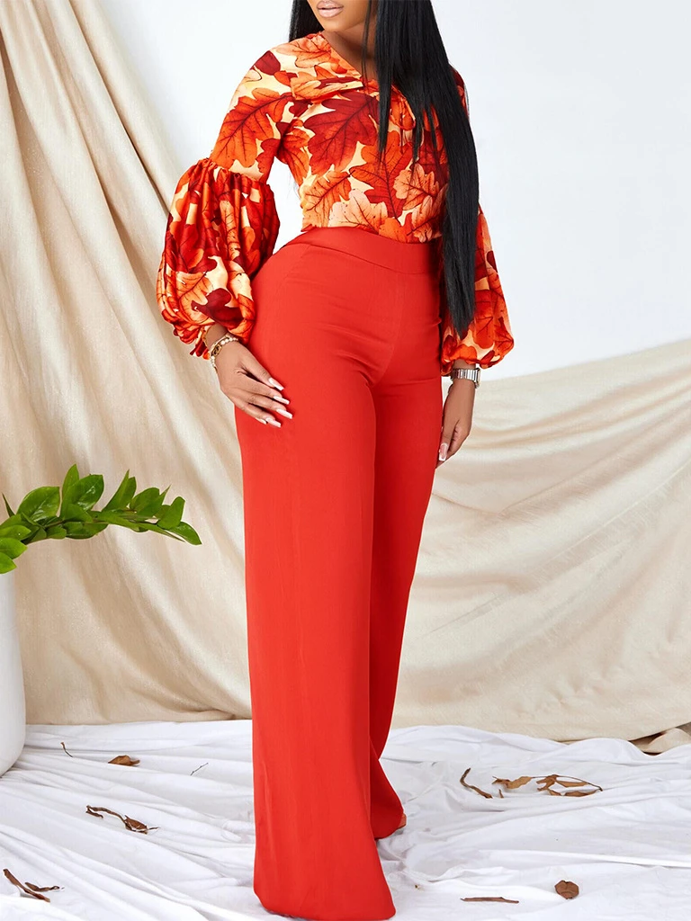 2 Piece Sets Womens Outfits Classy Printed Tops Puff Sleeve Wide Leg Pants Office Lady Work Wear Classy Two Pieces Set Suit New
2 Piece Sets Womens Outfits Classy Printed Tops Puff Sleeve Wide Leg Pants Office Lady Work Wear Classy Two Pieces Set Suit New