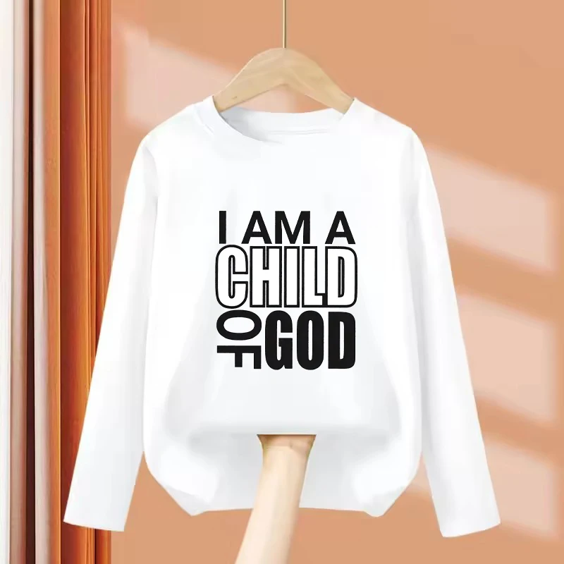 Long Sleeve I Am A Child of God Letter Printed T Shirts Graphic Kids Children's T-shirt Boys Girls Spring Casual Top Tee Shirt
Long Sleeve I Am A Child of God Letter Printed T Shirts Graphic Kids Children's T-shirt Boys Girls Spring Casual Top Tee Shirt