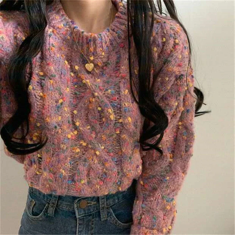 Casual Korean O Neck Sweater Women Print Vintage Sweet Loose Long Sleeve Chic Streetwear Women's Clothing E27
Casual Korean O Neck Sweater Women Print Vintage Sweet Loose Long Sleeve Chic Streetwear Women's Clothing E27