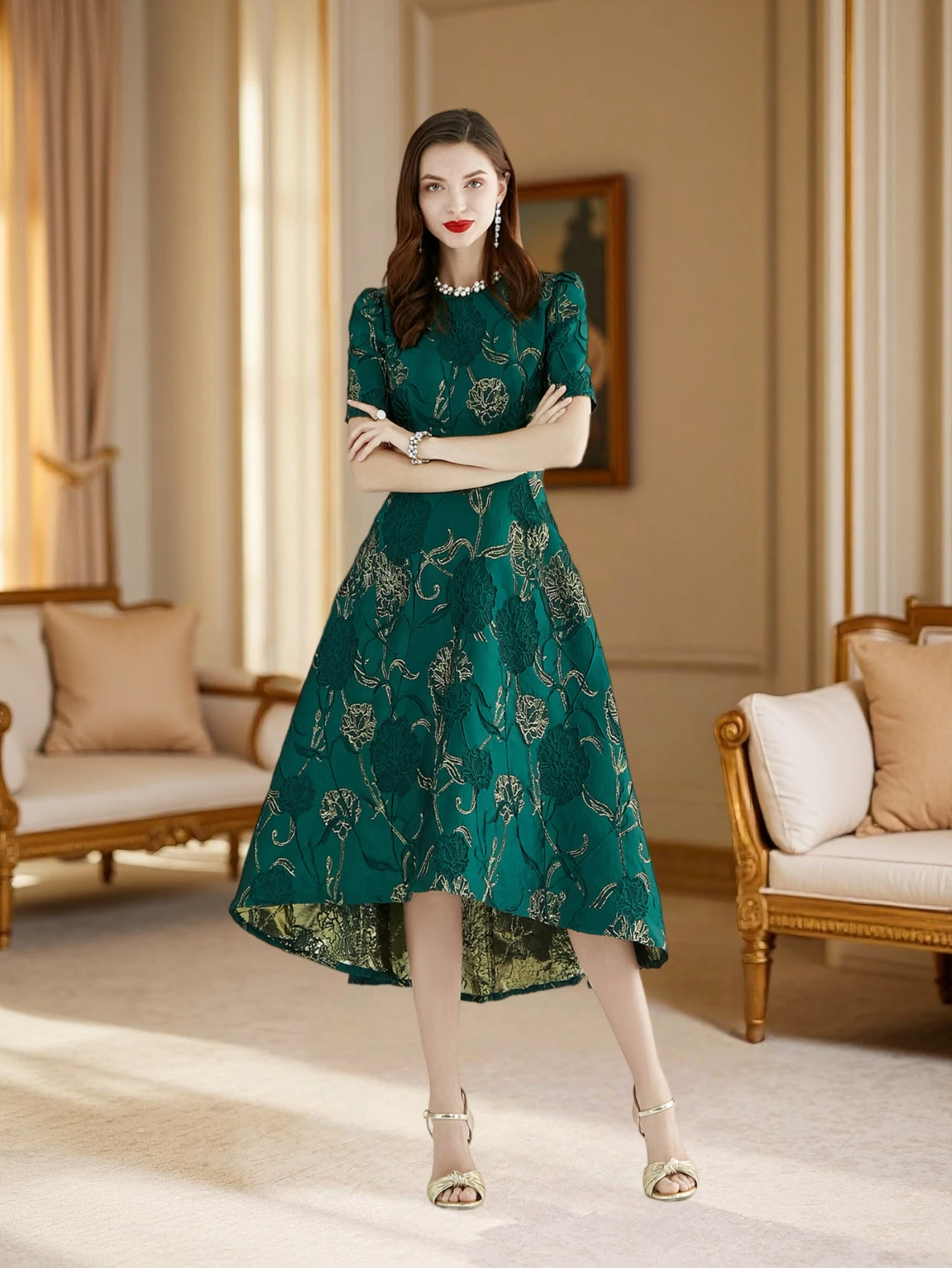 Women Summer Long Dress Elegant Boho Floral Jacquard Flower Dress Irregular Evening Party Dress Lady Ball Gown
Women Summer Long Dress Elegant Boho Floral Jacquard Flower Dress Irregular Evening Party Dress Lady Ball Gown