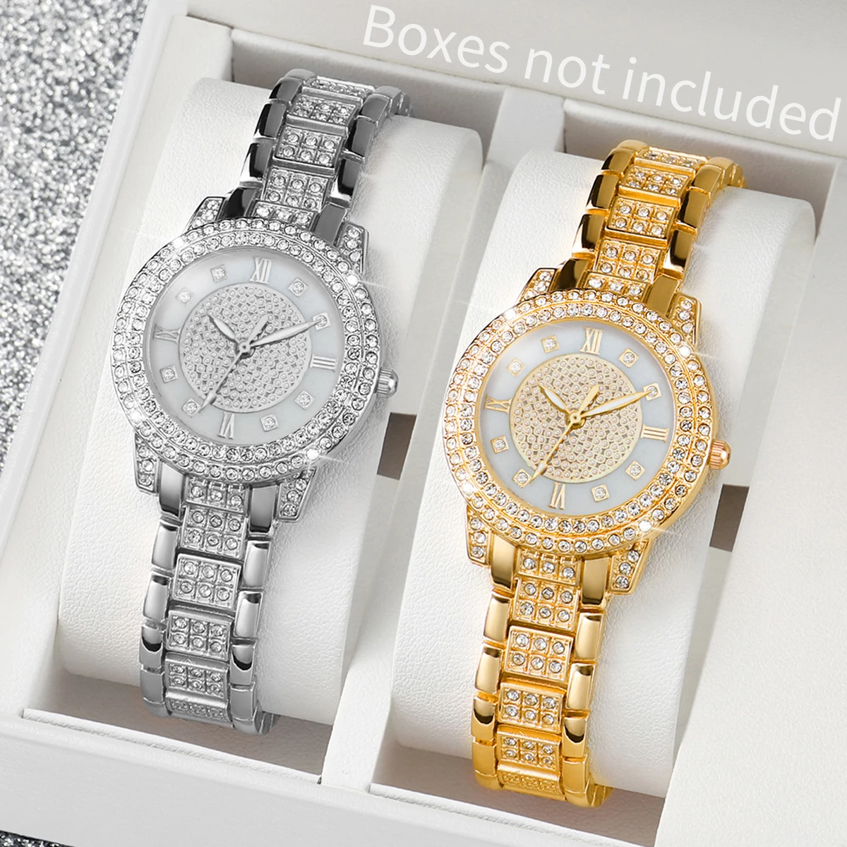 2 шт. модные женские часы с бриллиантами, римский циферблат, стальной ремешок, женские кварцевые часы, набор (без коробки)
2 шт. модные женские часы с бриллиантами, римский циферблат, стальной ремешок, женские кварцевые часы, набор (без коробки)