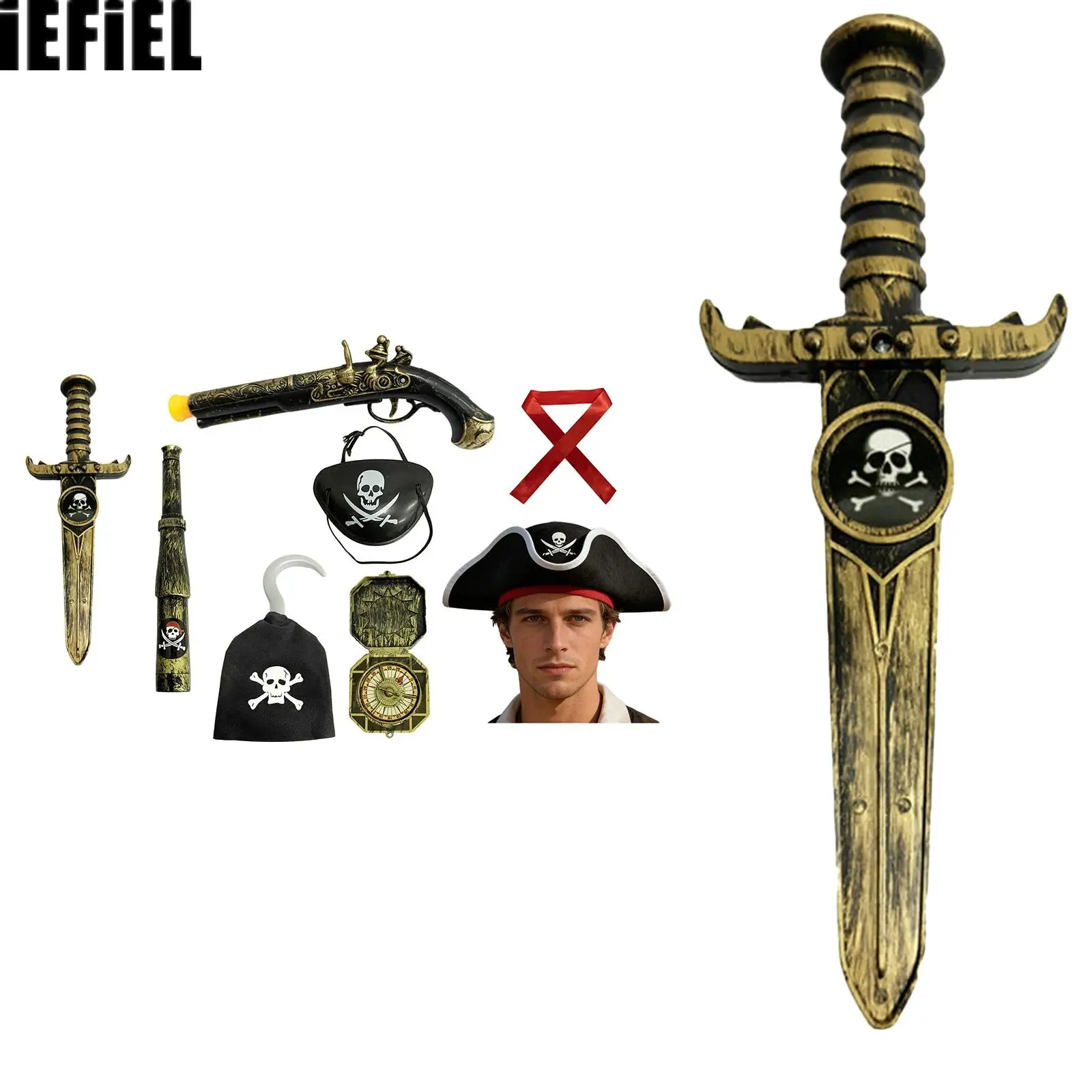 Pirate Accessories Set for Kids Adults Toys Pirates Costume Dress Up Role Play Game Outdoor Parties for Halloween Cosplay Party
Pirate Accessories Set for Kids Adults Toys Pirates Costume Dress Up Role Play Game Outdoor Parties for Halloween Cosplay Party