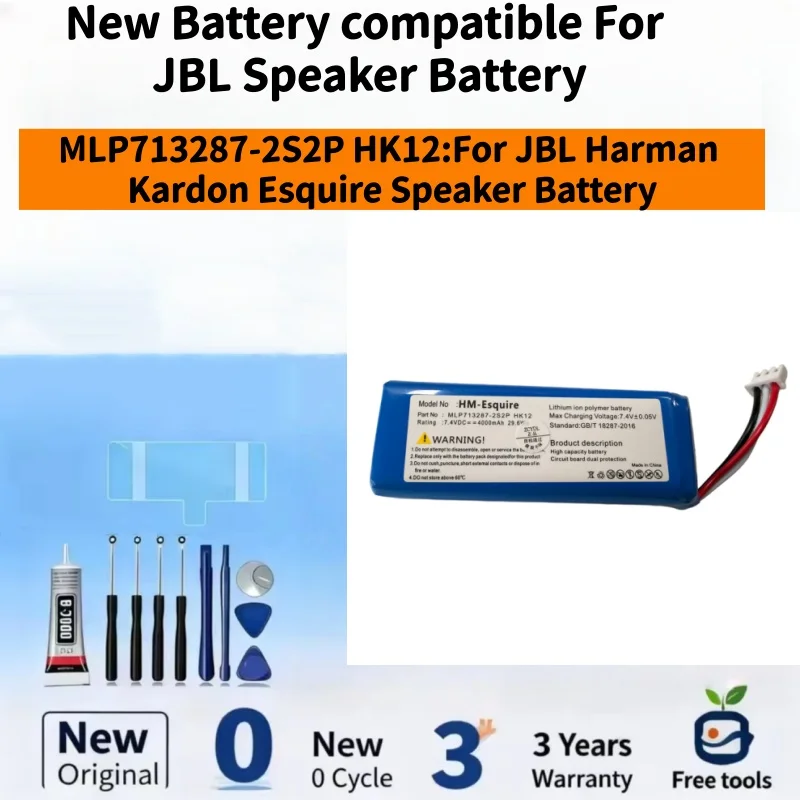 New Battery Compatible For JBL Harman Kardon Esquire Speaker MLP713287-2S2P HK12 4000mAh Batteries + Free Tools
New Battery Compatible For JBL Harman Kardon Esquire Speaker MLP713287-2S2P HK12 4000mAh Batteries + Free Tools