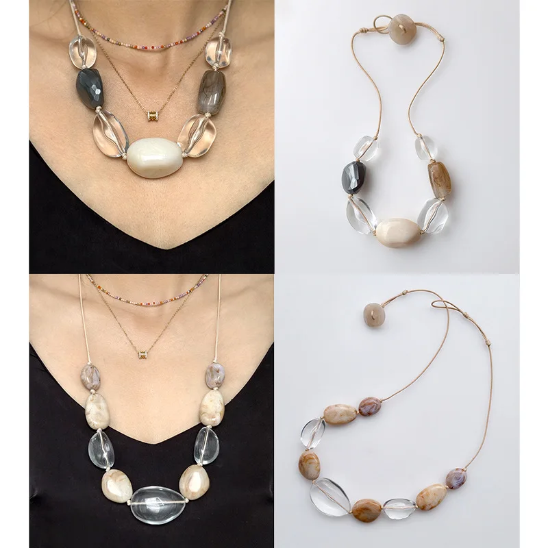 Fashion Jewelry Imitation Natural Stone Beads Hawaiian Style Hand-knotted Three-color Beaded Light Acrylic Strand Necklace
Fashion Jewelry Imitation Natural Stone Beads Hawaiian Style Hand-knotted Three-color Beaded Light Acrylic Strand Necklace