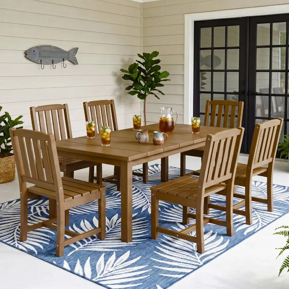7-Piece Weather-Resistant Outdoor Dining Set with Patio Table, 6 Chairs, and Umbrella Hole, Brown
7-Piece Weather-Resistant Outdoor Dining Set with Patio Table, 6 Chairs, and Umbrella Hole, Brown