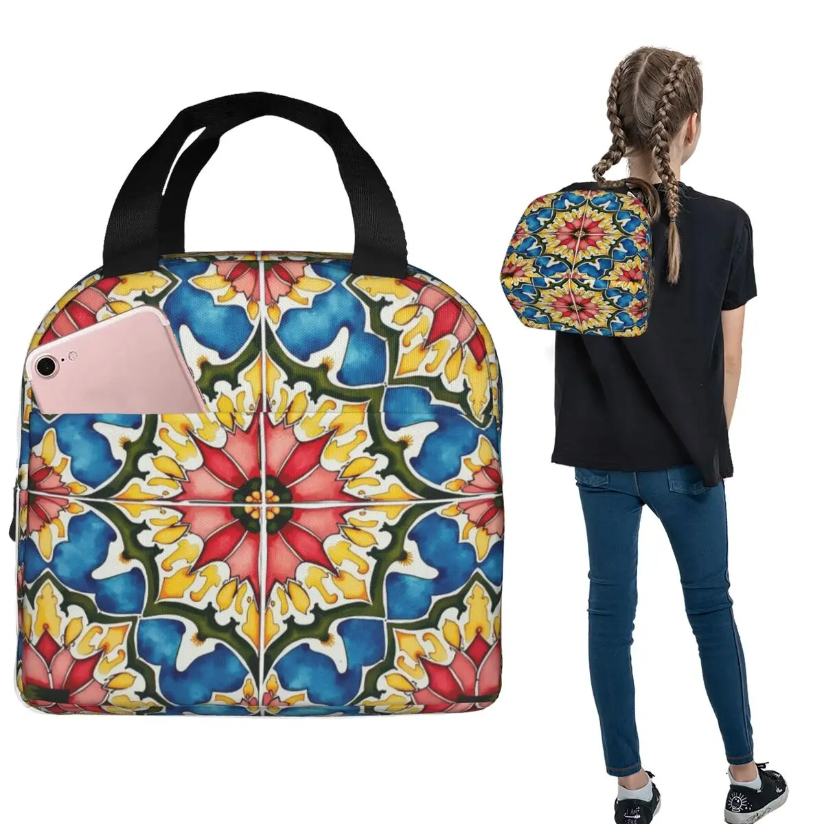Mediterranean,colorful,vibrant,mosaic Tiles Art 1 Insulated Lunch Bag for Women Children Food Boxes Thermal Lunch Box Tote
Mediterranean,colorful,vibrant,mosaic Tiles Art 1 Insulated Lunch Bag for Women Children Food Boxes Thermal Lunch Box Tote