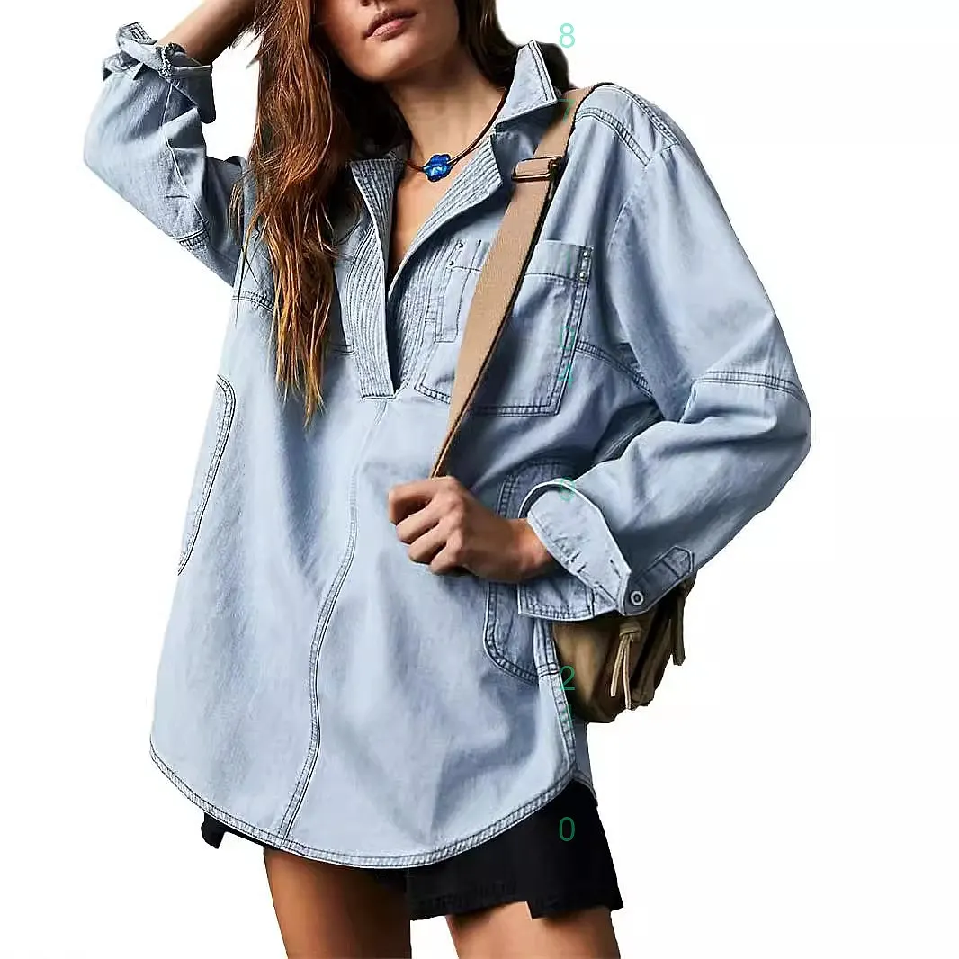 Fashionable Denim Shirt Long Sleeve Blouse Top Slim Fit Casual Jacket Women Denim Shirts Spring Summer Outerwear
Fashionable Denim Shirt Long Sleeve Blouse Top Slim Fit Casual Jacket Women Denim Shirts Spring Summer Outerwear