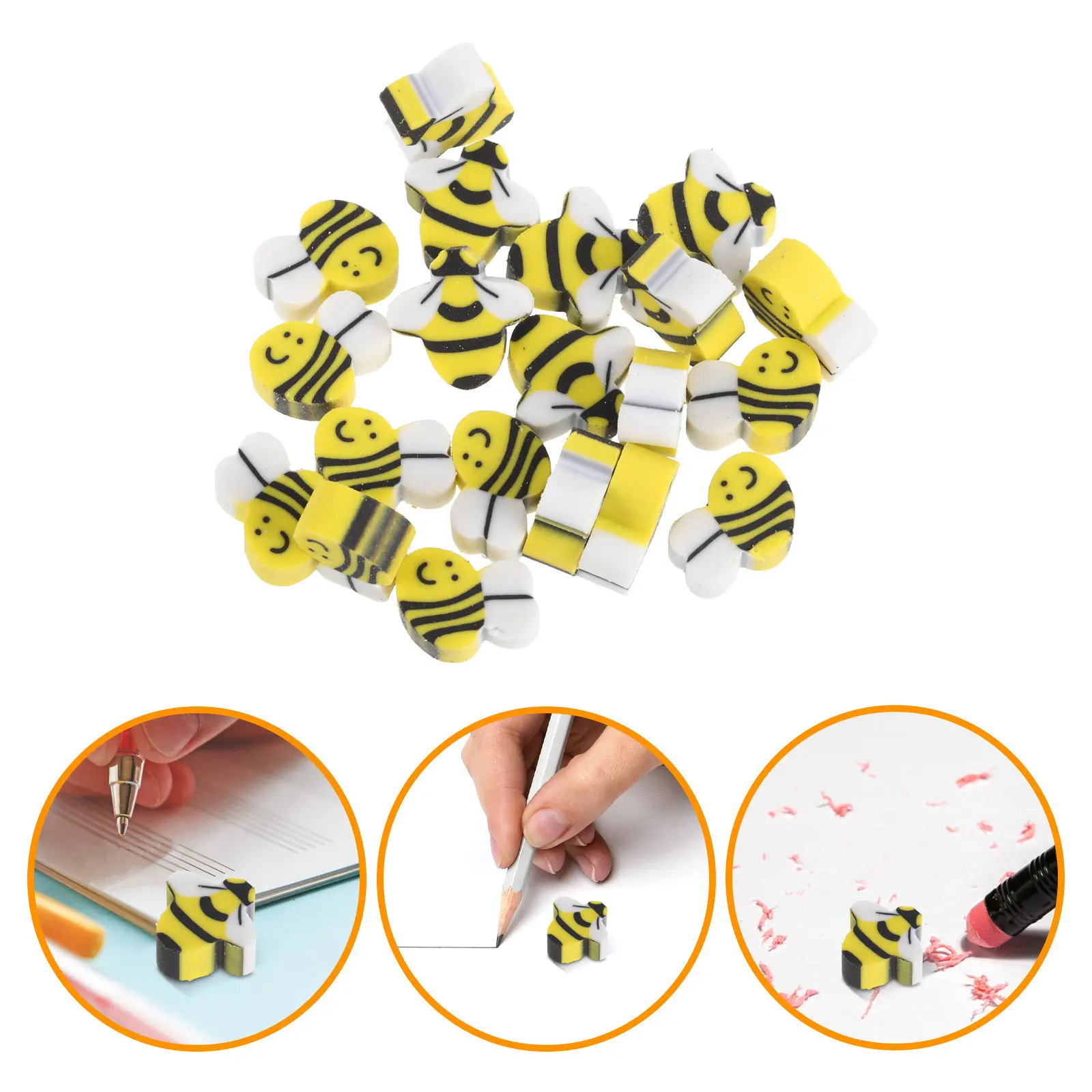 Ластики Honeybee в игривом мультяшном стиле, желто-черные в полоску, для школы, офиса и учебы
Ластики Honeybee в игривом мультяшном стиле, желто-черные в полоску, для школы, офиса и учебы