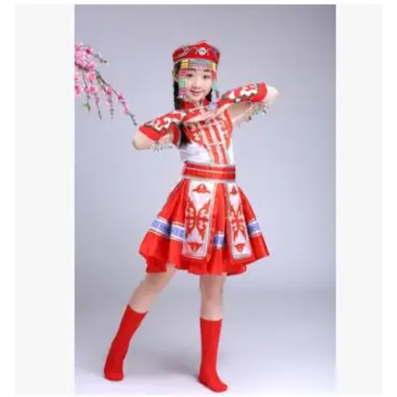 Chinese Mongolian Children's Folk Girls' Blue Stage Traditional Costume Set
Chinese Mongolian Children's Folk Girls' Blue Stage Traditional Costume Set
