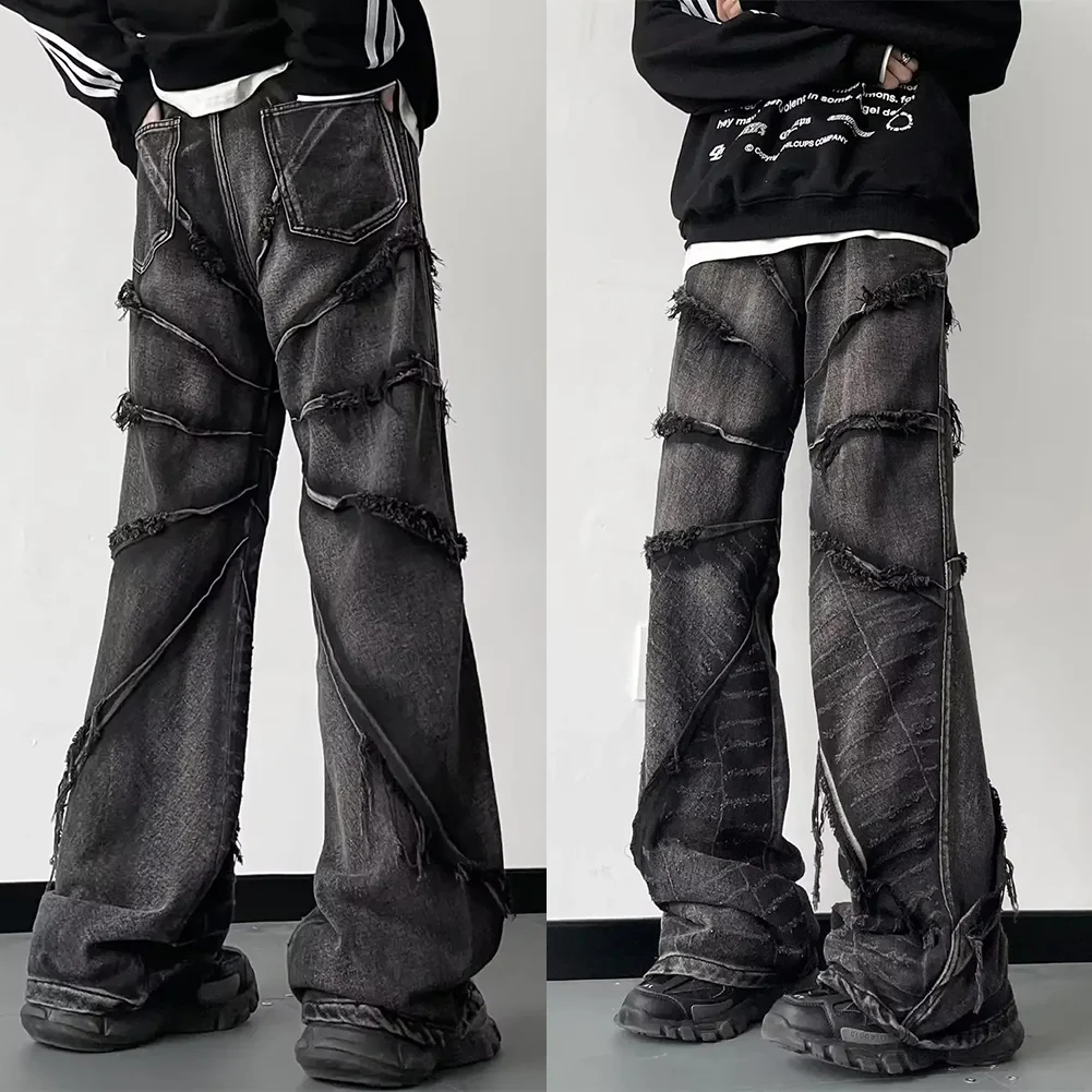 Mens Y2K Punk Street Rock Retro High Waist Jeans Raw Edge Washed Wide Leg Pants Vintage Street Style Slim Fit Straight Trousers
Mens Y2K Punk Street Rock Retro High Waist Jeans Raw Edge Washed Wide Leg Pants Vintage Street Style Slim Fit Straight Trousers