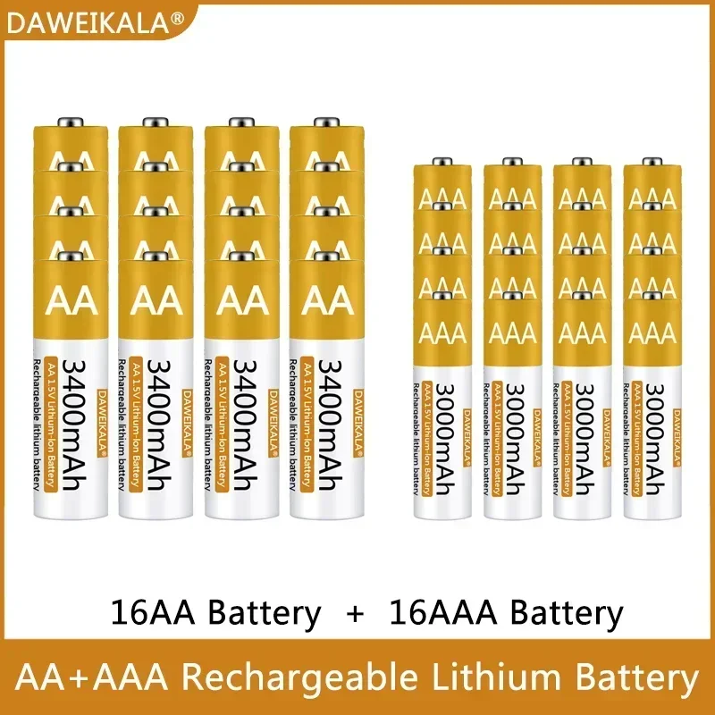 100% Original AA/AAA Battery 1.5V Rechargeable Polymer Lithium-ion Battery 1.5V AA/AAA Battery with USB charger
100% Original AA/AAA Battery 1.5V Rechargeable Polymer Lithium-ion Battery 1.5V AA/AAA Battery with USB charger