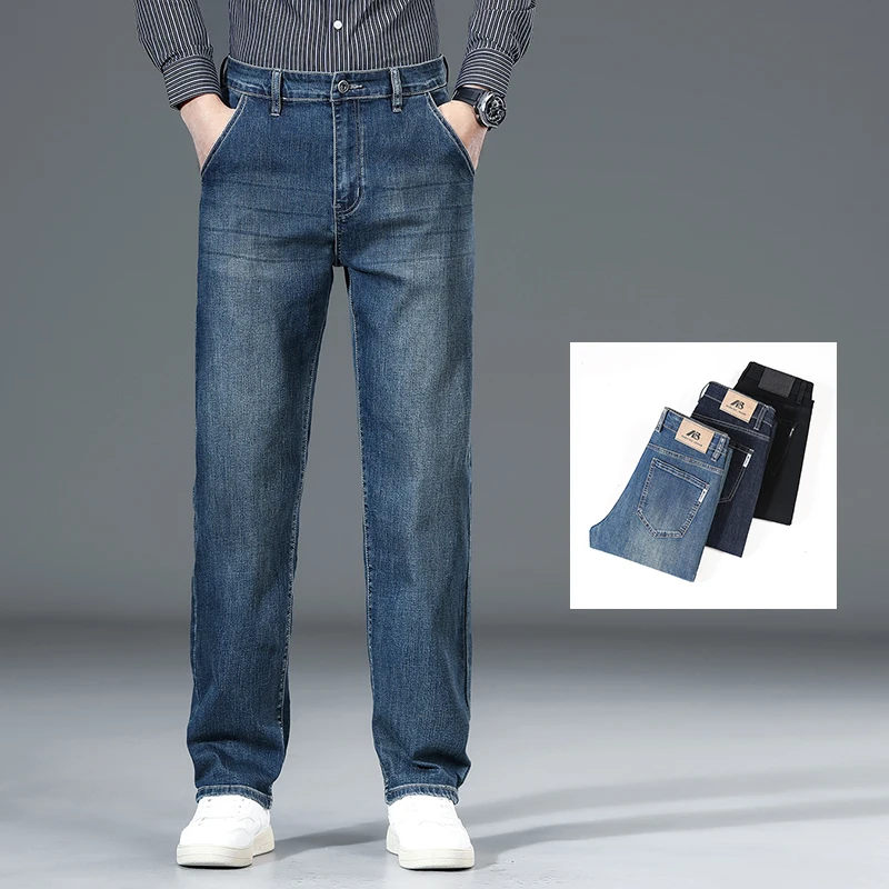 Classic Business Straight Jeans Men's Autumn New Blue Black High Waist Loose Washed Denim Pants Male Brand Trousers Clothing
Classic Business Straight Jeans Men's Autumn New Blue Black High Waist Loose Washed Denim Pants Male Brand Trousers Clothing