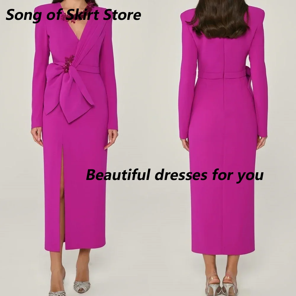 Customized Long Sleeves V Neck Evennig Dress Jersey Beading Pleat Straight Midi Formal Occasion Dresses Saudi Arab Prom Gown
Customized Long Sleeves V Neck Evennig Dress Jersey Beading Pleat Straight Midi Formal Occasion Dresses Saudi Arab Prom Gown