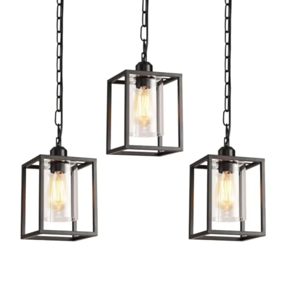 Farmhouse Metal Frame Hanging Fixture with Clear Glass Shade Adjustable Chains Industrial Mini Pendant Lighting for Kitchen Isl
Farmhouse Metal Frame Hanging Fixture with Clear Glass Shade Adjustable Chains Industrial Mini Pendant Lighting for Kitchen Isl