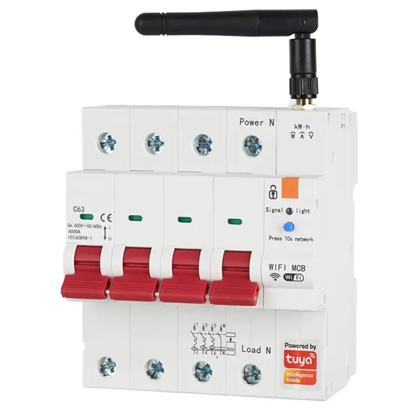 AA63 HOT Tuya Smart Wifi 4P MCB 63A RS485 Breaker Prepaid Meter Timer Switch Voltage Current Protector Voice Control
AA63 HOT Tuya Smart Wifi 4P MCB 63A RS485 Breaker Prepaid Meter Timer Switch Voltage Current Protector Voice Control