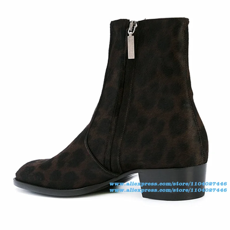 Leopard Print Chelsea Boots High-Top 37-46 Size Zipper Booties Trendy Luxury Handmade Height Increased Breathable Men Boots 
Leopard Print Chelsea Boots High-Top 37-46 Size Zipper Booties Trendy Luxury Handmade Height Increased Breathable Men Boots