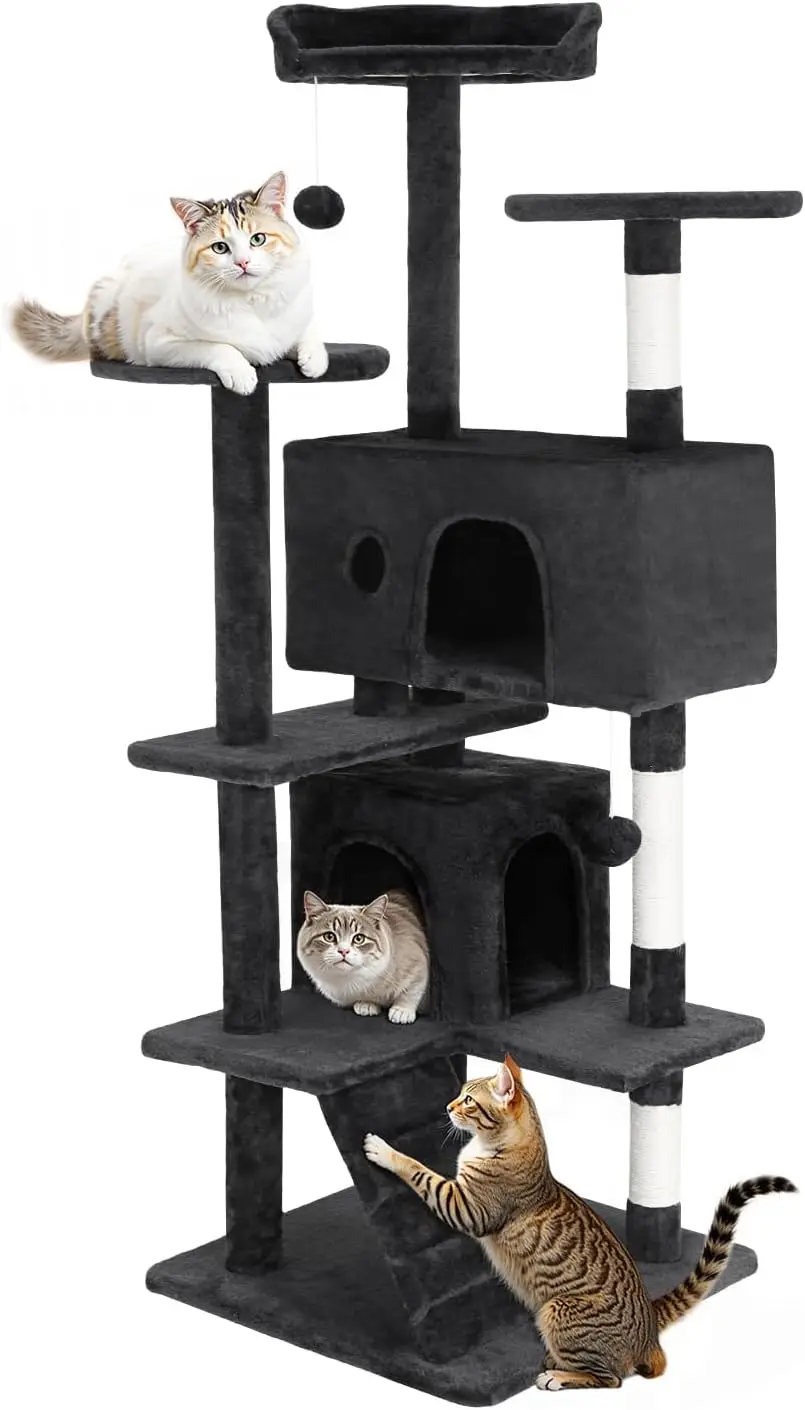 Cat Tree 54in Cat Tower Multi-Level Durable Cat Scratching Post & Cozy Fun Cat Jumping Platform Space Saving Cat Condo P
Cat Tree 54in Cat Tower Multi-Level Durable Cat Scratching Post & Cozy Fun Cat Jumping Platform Space Saving Cat Condo P