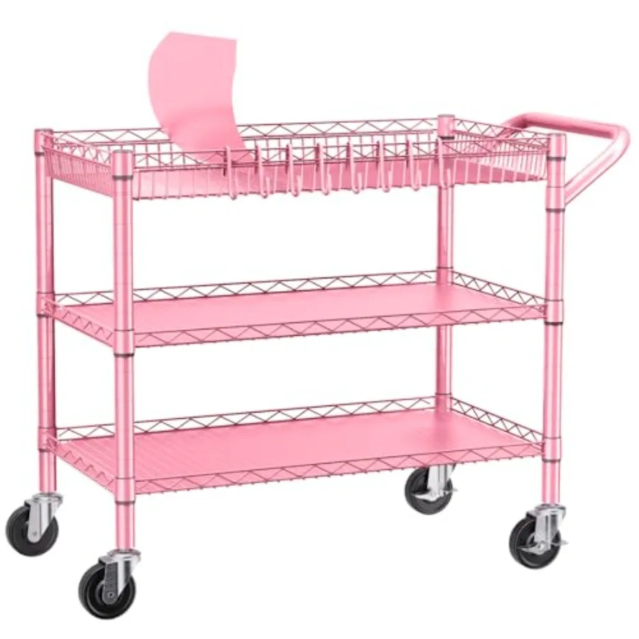 Utility Cart with Wheels for Kitchen and Outdoor Use, Heavy Duty Metal 3 Tier Rolling Cart with NSF Certification, Pink Color,
Utility Cart with Wheels for Kitchen and Outdoor Use, Heavy Duty Metal 3 Tier Rolling Cart with NSF Certification, Pink Color,