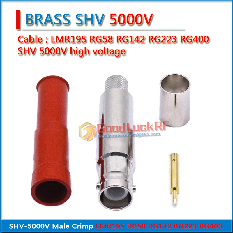 SHV-5000V SHV5000V SHV Male pin High Voltage Power BNC Female Crimp for LMR195 RG58 RG142 RG223 RG400 RF Connector Adapters
SHV-5000V SHV5000V SHV Male pin High Voltage Power BNC Female Crimp for LMR195 RG58 RG142 RG223 RG400 RF Connector Adapters