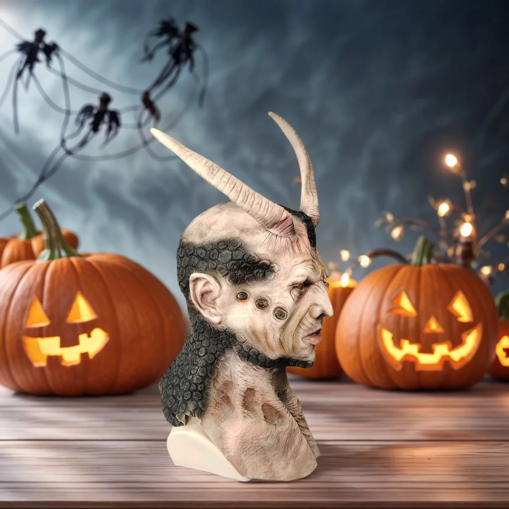 3D латексная маска демона ужасов, головной убор дьявола с рогами, реквизит для косплея на Хэллоуин, дом с привидениями, ролевая игра NPC
3D латексная маска демона ужасов, головной убор дьявола с рогами, реквизит для косплея на Хэллоуин, дом с привидениями, ролевая игра NPC